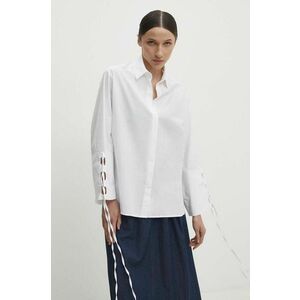 Answear Lab camasa din bumbac femei, culoarea alb, cu guler clasic, relaxed imagine