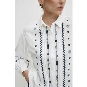 Answear Lab camasa din bumbac femei, culoarea alb, cu guler clasic, relaxed imagine