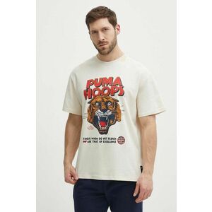 Puma tricou din bumbac bărbați, culoarea bej, cu imprimeu, 624737 imagine