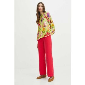Medicine pantaloni femei, culoarea roz, lat, high waist imagine