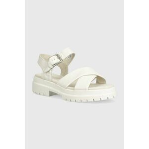 Timberland sandale de piele London Vibe femei, culoarea alb, cu platforma, TB0A62ACEM21 imagine