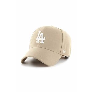 47brand șapcă de baseball din bumbac MLB Los Angeles Dodgers culoarea bej, cu imprimeu B-MVPSP12WBP-KHB imagine