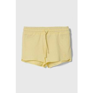 United Colors of Benetton pantaloni de bumbac pentru copii culoarea galben, neted imagine