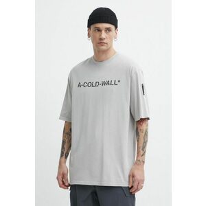 A-COLD-WALL* tricou din bumbac Overdye Logo T-Shirt barbati, culoarea gri, cu imprimeu, ACWMTS186 imagine