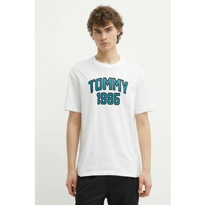 Tommy Jeans tricou din bumbac bărbați, culoarea alb, cu imprimeu, DM0DM18559 imagine