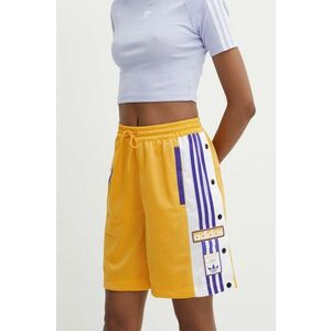 adidas Originals pantaloni scurti femei, culoarea galben, modelator, high waist, IS2471 imagine