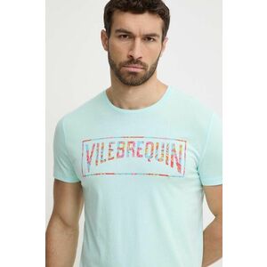 Vilebrequin tricou din bumbac THOM barbati, culoarea turcoaz, cu imprimeu, THOAP349 imagine