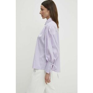Answear Lab camasa din bumbac femei, culoarea violet, cu guler clasic, relaxed imagine