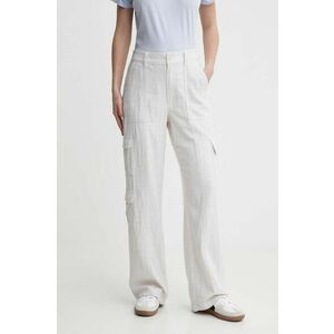 Hollister Co. pantaloni din in culoarea alb, lat, high waist imagine