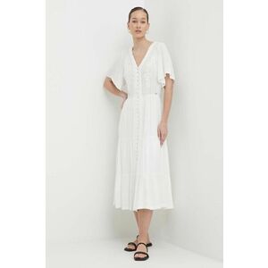 Superdry rochie culoarea alb, midi, evazati imagine
