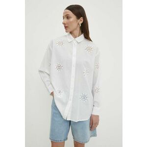 Answear Lab cămașă de bumbac de damă, culoarea alb, relaxed, cu guler clasic imagine