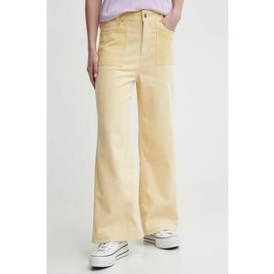 Billabong pantaloni de catifea cord Since 73 culoarea galben, drept, high waist, UBJNP00183 imagine
