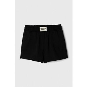 Sisley pantaloni scurți din bumbac pentru copii culoarea negru, neted imagine