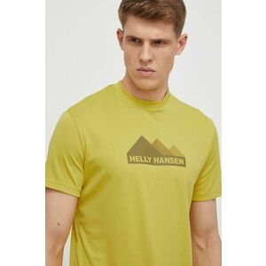 Helly Hansen tricou sport culoarea galben, cu imprimeu imagine