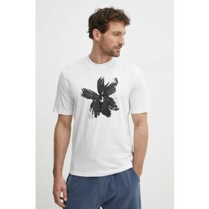 Sisley tricou din bumbac barbati, culoarea alb, cu imprimeu imagine