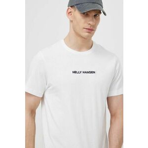 Helly Hansen tricou din bumbac barbati, culoarea alb, cu imprimeu imagine