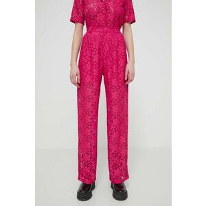 Desigual pantaloni DHARMA femei, culoarea roz, drept, high waist, 24SWPW22 imagine