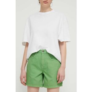 Desigual pantaloni scurti din bumbac SURY culoarea verde, neted, high waist, 24SWDD54 imagine
