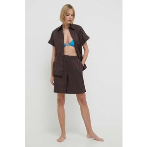 Max Mara Beachwear cămașă de plajă femei, culoarea maro, cu guler clasic, regular, 2416111019600 2416110000000 imagine
