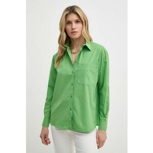 MAX&Co. cămașă din bumbac femei, culoarea verde, cu guler clasic, relaxed, 2416111044200 2416110000000 imagine