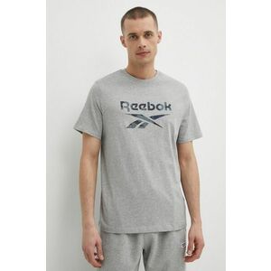 Reebok tricou din bumbac barbati, culoarea gri, cu imprimeu, 100076379 imagine