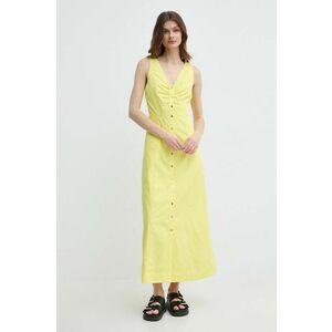 Karl Lagerfeld rochie din bumbac culoarea galben, maxi, evazati imagine