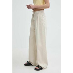 MAX&Co. pantaloni femei, culoarea bej, lat, high waist, 2416131104200 2416130000000 imagine