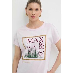 MAX&Co. tricou din bumbac x FATMA MOSTAFA femei, culoarea violet, 2416941018200 2416940000000 imagine