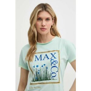 MAX&Co. tricou din bumbac x FATMA MOSTAFA femei, culoarea verde, 2416941018200 2416940000000 imagine