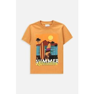 Coccodrillo tricou de bumbac pentru copii culoarea portocaliu, cu imprimeu imagine