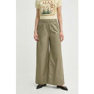MAX&Co. pantaloni de bumbac culoarea verde, drept, high waist, 2416131084200 2416130000000 imagine