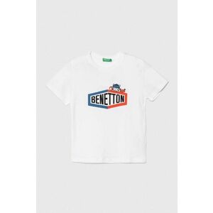 United Colors of Benetton tricou de bumbac pentru copii culoarea alb, cu imprimeu imagine