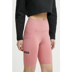 Columbia pantaloni scurti Painted Peak femei, culoarea roz, neted, medium waist, 2076061 imagine