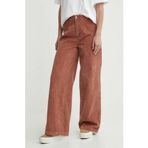 Roxy pantaloni de catifea cord Winter Around culoarea roz, drept, high waist, ERJNP03547 imagine
