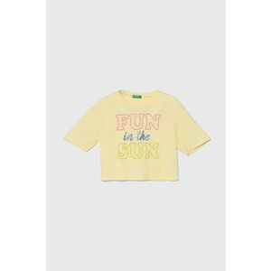 United Colors of Benetton tricou de bumbac pentru copii culoarea galben imagine