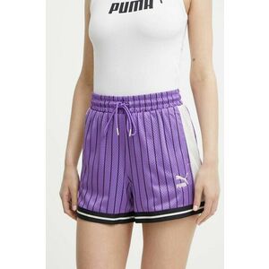 Puma pantaloni scurti T7 femei, culoarea violet, modelator, high waist, 624345 imagine