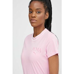 Puma tricou din bumbac SQUAD femei, culoarea roz, 677897 imagine