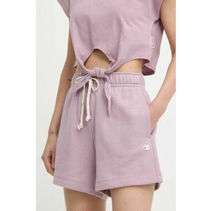Champion pantaloni scurti femei, culoarea violet, neted, high waist, E10009 imagine