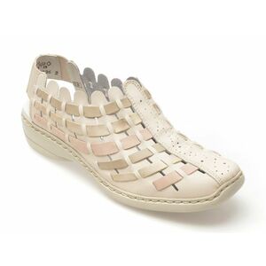 Pantofi casual RIEKER albi, 413V8, din piele naturala imagine