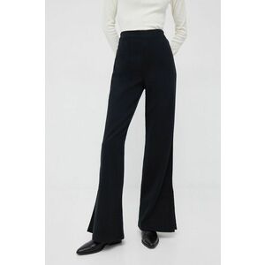 United Colors of Benetton pantaloni femei, culoarea negru, lat, high waist imagine