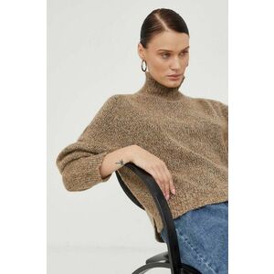Drykorn pulover din amestec de lana femei, culoarea maro, cu turtleneck imagine