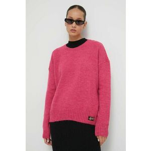 Superdry pulover din amestec de lana femei, culoarea roz, light imagine