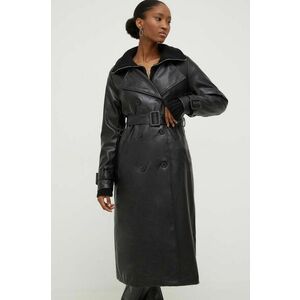 Answear Lab palton femei, culoarea negru, de tranzitie, cu doua randuri de nasturi imagine