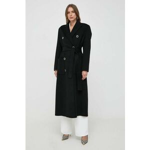 Elisabetta Franchi palton de lana culoarea negru, de tranzitie, cu doua randuri de nasturi imagine