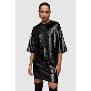 AllSaints rochie Opal culoarea negru, mini, oversize imagine