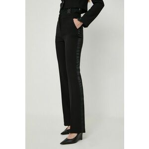 Morgan pantaloni femei, culoarea negru, evazati, high waist imagine
