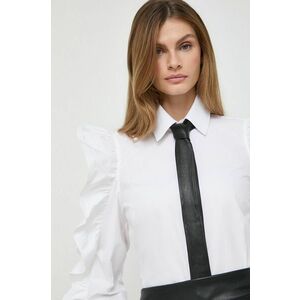 Karl Lagerfeld camasa femei, culoarea alb, cu guler clasic, regular imagine