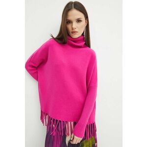 Medicine pulover femei, culoarea roz, cu guler imagine