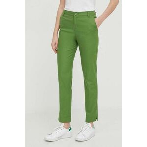 United Colors of Benetton pantaloni femei, culoarea verde, mulata, high waist imagine