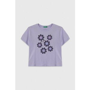 United Colors of Benetton tricou de bumbac pentru copii culoarea violet imagine